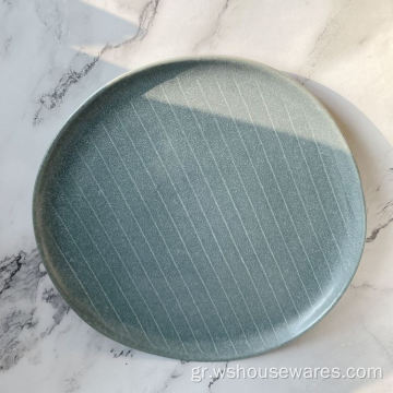 Stoneware κεραμικό στρογγυλό πιάτο δείπνο αντιδραστικό τζάμια